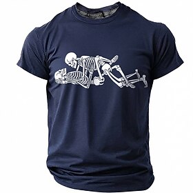 Men's Skull T Shirt Short Sleeve T shirt 3D Print Crew Neck Shirt Fashion Daily Casual Daily Blue Black Green Summer Spring Clothing Apparel S M L XL XXL XXXL