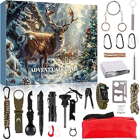 Survival Kit Advent Calendar Christmas Gift for Men Camping Tools Advent Calendar for Adult Teen 24 Days Christmas Countdown Xmas Holiday Surprise Gift for Out