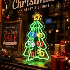 3D-Weihnachtsbaum-Neonlicht, dimmbare LED-Weihnachtsbaumlampe, 40 cm hoch, freistehend, USB-betrieben, Tischdekoration für Schlafzimmer, Wohnzimmer, Esszimmer,