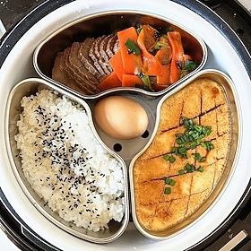 3/6-Piece Stainless Steel Steamer Tray Set – With Lid, Fan-Shaped Steaming Rack, Suitable for Rice Cooker, Wrinkle-Resistant, Heat-Resistant, Washable, Cooking
