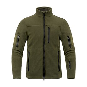 Men Lightweight Jacket Winter Jacket Casual Daily Thermal Warm Zip Up Pocket Fall  Winter Fall Solid Color Fashion Casual High Neck Regular Black Dark Green Gr