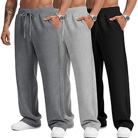 Men's Sweatpants Trousers Casual Pants Straight Leg Sweatpants Drawstring Pocket Elastic Waist Plain Comfort Soft Casual Daily Outdoor Fashion Classic Style Bl