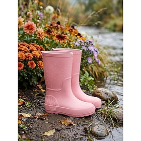Women's Mid-Calf Rain Boots Waterproof Pull-On Comfort Fit for Gardening, Walking Wet Weather
