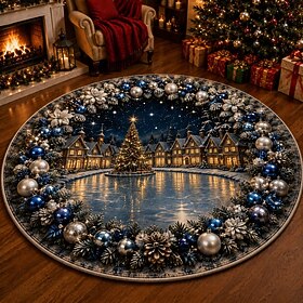 Christmas 3D Vortex Optical Illusion Round Rug, Non Slip Decorative Floor Mat, Festive Visual Trap Design, Xmas Home Decoration Gift for Family and Holiday Par