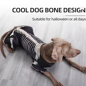 Eco-friendly Pet Halloween Winter Costumes with Skeleton Print Classic Design Cool Big Dog Coats in Polyester Material
