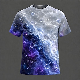 Men's Galaxy Galaxy Star Print T Shirt Short Sleeve T shirt 3D Print Crew Neck Shirt Fashion Designer Simple Casual Daily Party Blue Deep Purple Purple Summer