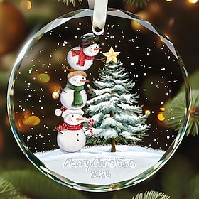 2026 Christmas Snowman Ornaments, Glass 2026 Christmas Ornaments for Tree, Cute Snowman Christmas Decorations, Personalized Holiday Keepsake Hanging Ornament,