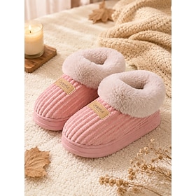 Women's Pink High Top Cozy Fuzzy Slippers with Plush Lined, Warm Slip On Indoor Slippers for Women, Cute Winter Bedroom Shoes for Home, Lounge, Relaxing and Ev