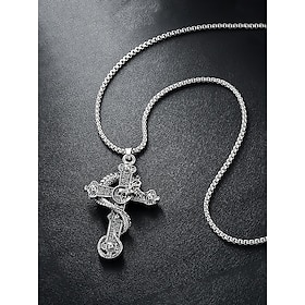 Men's Titanium Steel Snake Skull Cross Necklace, Gothic Pendant Chain for Halloween Party, Biker Style, Rock Concert, Cosplay, Festival, Night Out and Statemen