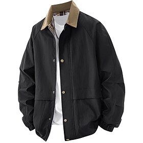 Men Lightweight Jacket Casual Jacket Casual Daily Thermal Warm Zipper Pocket Fall  Winter Fall Solid Color Active Casual Daily Turndown Regular White Black Pur