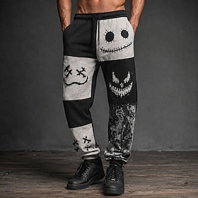Halloween Men's Pumpkin Halloween pattern Sweatpants Joggers Pants Trousers Mid Waist Drawstring Elastic Waist Casual Party Evening Wear Dailywear Pocket Sprin