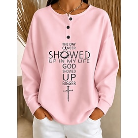 Women's Pullover Sweatshirt Print Graphic Letter Warm Active Vintage Long Sleeve Crew Neck Regular Tops Casual Street Dailywear Blue Pink Apricot Spring Fall W