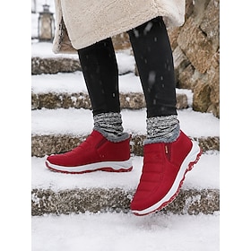 Women's Black Slip-On Winter Shoes with Plush Lining and Non-Slip Sole - Waterproof and Warm Outdoor Footwear