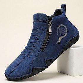 Botines casuales para hombre con cremallera lateral y suela flexible antideslizante, estilo deportivo vintage para hombres maduros, ideales para caminar, condu
