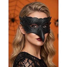 Women's Raven Bird Mask with Long Beak Design, Gothic Halloween Costume Accessory for Parties, Cosplay, Masquerade Dress Up