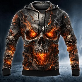 Halloween Men's Halloween Hoodie Exaggerated Gothic Casual Crew Neck Hooded Streetwear Club Black 1 Black 3 Black 2 Drawstring Fall Winter Designer S M L XL XX