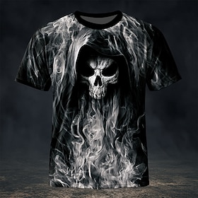 Halloween Men's Grimace T Shirt Short Sleeve T shirt 3D Print Crew Neck Shirt Exaggerated Designer Horror Club Party Street Black 1 Black 3 Black 2 Summer Spri