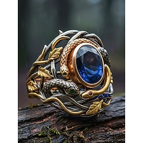 Women's Alloy Gothic Multi-Snake Gemstone Ring, Dark Statement Jewelry in Multiple Sizes for Halloween Parties, Cosplay, Gothic Events, Photo Shoots, Festivals