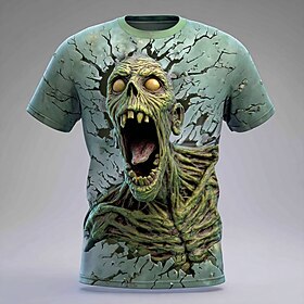 Halloween Men's Zombies T Shirt Short Sleeve T shirt 3D Print Crew Neck Shirt Exaggerated Designer Horror Club Party Street 1 2 3 Summer Spring All Seasons Clo