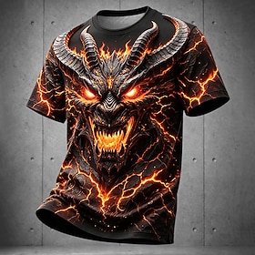 Halloween Men's Metal Finish Rivet T Shirt Short Sleeve T shirt 3D Print Crew Neck Shirt Fashion Exaggerated Metallic Street Sports Outdoor Black 1 Black 2 Sum