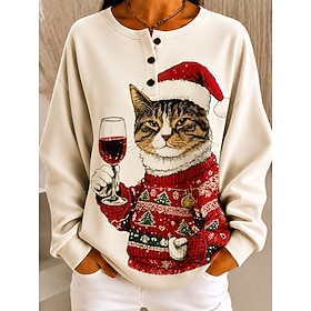 Women's Pullover Sweatshirt Print Graphic Geometric Warm Active Vintage Long Sleeve Crew Neck Round Neck Regular Tops Casual Street Dailywear Yellow Green Apri