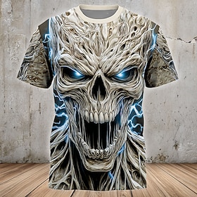 Halloween Men's Skulls T Shirt Short Sleeve T shirt 3D Print Crew Neck Shirt Exaggerated Designer Horror Club Party Street 1 2 3 Summer Fall Clothing Apparel S