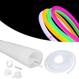 Waterproof Silicone Neon Tube Cover, 1M-30M D16/D20mm Round 360° LED Strip Diffuser Sleeve, Flexible White Silicone Channel for Neon Light DIY, Indoor Outdoor