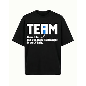 The 'i' in team. Hidden right in the 'A' hole. - Crew Neck Short Sleeve Casual Cotton T-Shirt