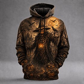 Halloween Men's Skull Werewolf Deer Hoodie Punk Exaggerated Gothic Casual Hooded Streetwear Club Brown Brown 2 Brown 3 Drawstring Fall Winter Designer S M L XL