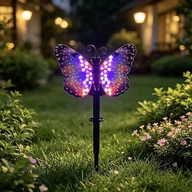 Solar Butterfly Garden Stake Lights for Halloween, Waterproof Metal Colour Changing LED Ornament Lamp with Bright Glowing Effects, for Patio Lawn Yard Pathway