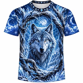 Men's Animal Wolf Werewolf T Shirt Short Sleeve T shirt 3D Print Crew Neck Shirt Designer Outdoor Casual Daily Street 1 2 3 Summer Spring Clothing Apparel S M