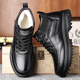 Men's Black High-Top Sneakers, Lace-Up Cushioned Non-Slip Walking Shoes For Act…