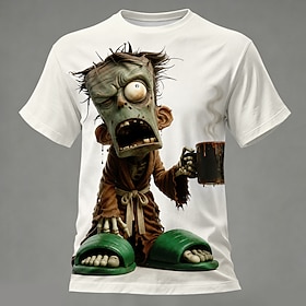 Halloween Men's Skull Zombies Bone T Shirt Short Sleeve T shirt 3D Print Crew Neck Shirt Gothic Street Dark Party Blue White 1 White 2 All Seasons Clothing App