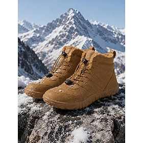 Women's Wide Toe Box Winter Hiking Boots, Warm Fleece-Lined Ankle Boots With Qu…