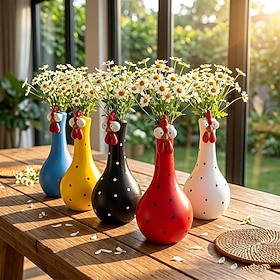Long Neck Colorful Chicken Vase, Handcrafted Resin Planter for Small Flowers, Silly Resin Chicken Garden Statue Small Vase Ornament Outdoor Sculptures Flower P