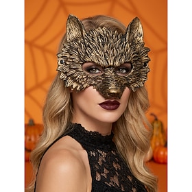 Women's Wolf Animal Mask with Realistic Fur Texture Design, Halloween Costume Accessory for Parties, Cosplay, Masquerade Dress Up