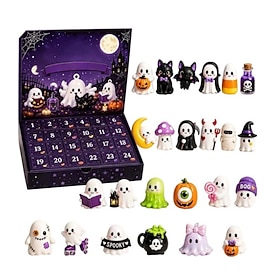 Halloween Advent Calendar, Surprise Gifts for Kids, Trick-or-Treat Sliding Basket, 24 Collectible Ghost Figurines, 24-Day Countdown Advent Calendar