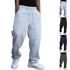 Men's Sweatpants Trousers Casual Pants Straight Leg Sweatpants Drawstring Pocket Elastic Waist Plain Comfort Soft Daily Outdoor Holiday Fashion Classic Style B