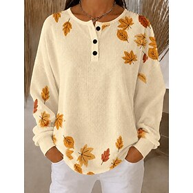 Women's Textured Pullover Sweatshirt Geometric Basic Casual Print Long Sleeve Crew Neck Long Tops Casual Street Dailywear Grass Green Yellow Dark Grey Spring F