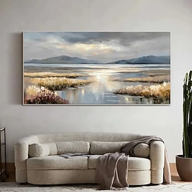Hand Painted Abstract Mountain Oil Painting on Canvas Original Mountain Wall Art Neutral Minimalist Landscape Art Abstract Texture Wall Decor