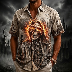 Men's 3D Skull Button Down Shirt