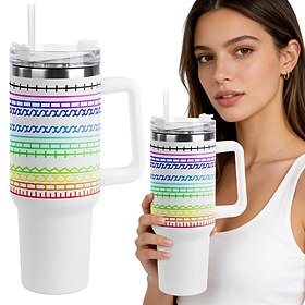 40 Oz Hidden Message Tumbler Stainless Steel Cup with Handle and Straw for Women Men Valentine's Day Birthday Gifts Set, Keep Cold, Hot  Ice, Flasks funny Tumb