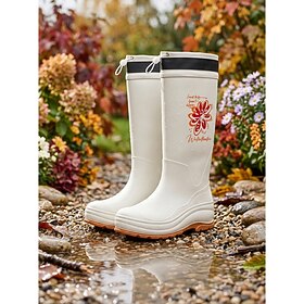 Women's Knee-High Rain Boots Waterproof Pull-On Comfort Fit for Gardening, Outdoor Work  Rainy Weather