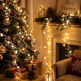 6M Copper Wire Firecracker Christmas Lights, 400 LEDs String Lights Firecracker Cluster Garland Lights, Fairy Lights for Christmas Tree for Bedroom Dorm Wreath