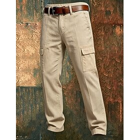 Men's Cargo Pants Linen Pants Trousers Summer Pants Beach Pants Elastic Waist Multi Pocket Solid Color Comfort Breathable Daily Outdoor Beach Vacation Fashion
