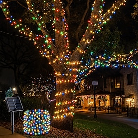 Solar Powered String Lights for Outdoor, Fairy Lights Waterproof, with 8 Lighting Modes Twinkling Lights for Garden Yard Lawn Holiday Wedding Decoration