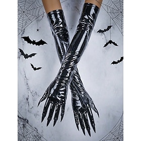 Women's Long Black Claw Gloves with Glossy Gothic Design, Halloween Costume Accessories for Parties, Cosplay  Dark Fantasy Looks