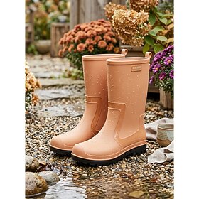 Women's Mid-Calf Rain Boots Waterproof Pull-On Non-Slip Lug Sole Comfort Fit for Gardening, Outdoor Work  Wet Weather