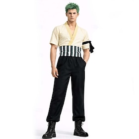 Aventurero del océano Pirata del Sombrero de Paja Espadachín estilo tres espadas Traje de cosplay Accesorios Animé Cosplay for Hombre Adulto Víspera de Todos l