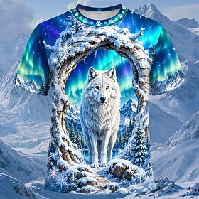 Men's Animal Wolf T Shirt Short Sleeve T shirt 3D Print Crew Neck Shirt Dark Casual Daily Street 1 2 3 Summer Spring Clothing Apparel S M L XL 2XL 3XL